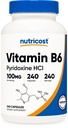 Nutricost Vitamina B6 (Piridoxină HCl) 100 mg, 240 capsule