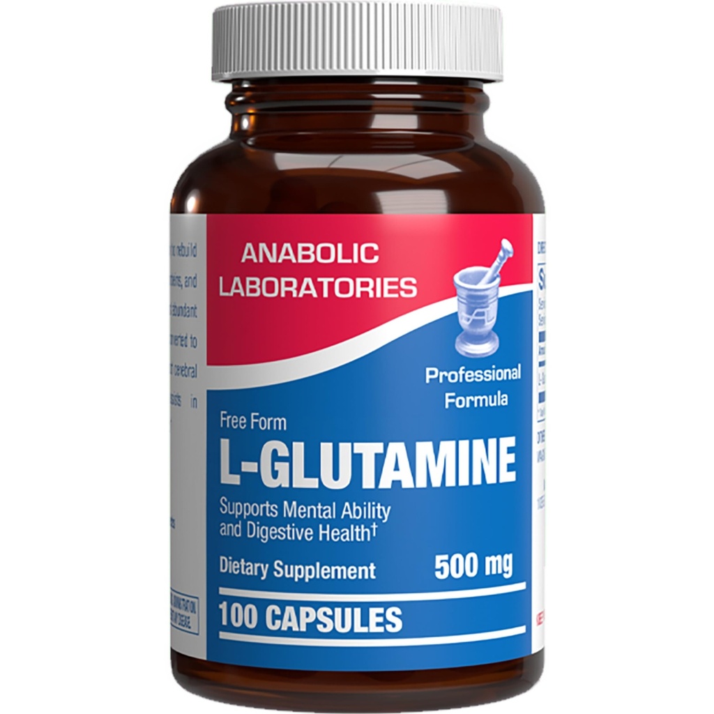 Free Form L-Glutamine Supliment - Clinic L Glutamina Capsule 500mg pentru sanatate gutoasa si suport imunitar - puternic aminoacid Glutatione Precursor - Non-GMO & Made in the USA - 100 Servings