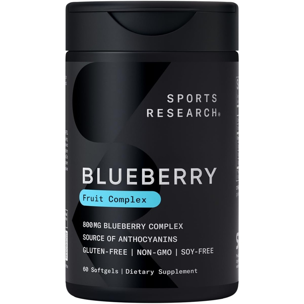 Sport de cercetare capsule de afine - fabricate din afine organice cu ulei de măsline organic extra virgin - non-GMO & Gluten gratuit - 60 Softgels lichid