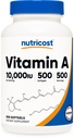 Nutricost Vitamina A 10000 UI, 500 capsule Softgel