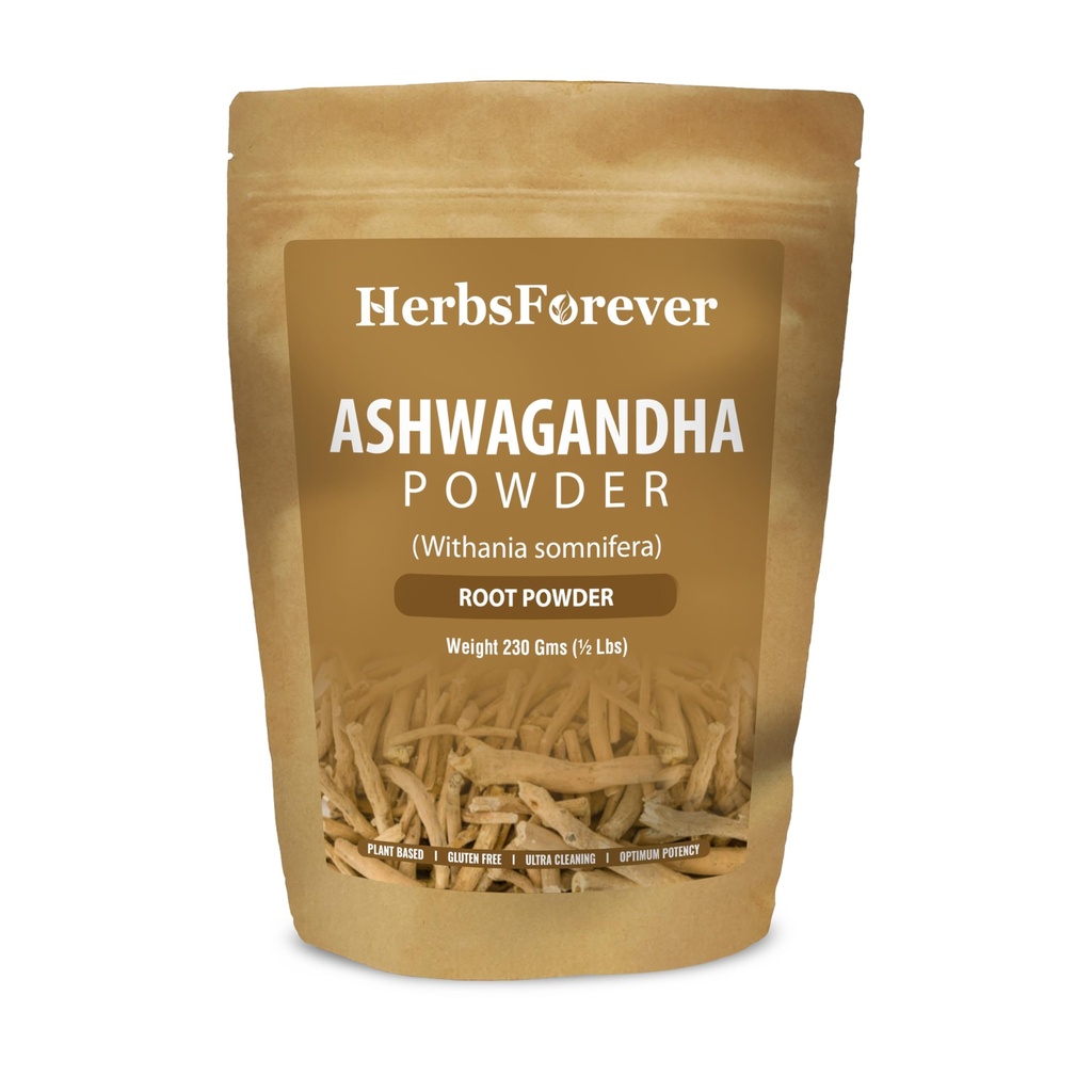 Herbs Forever Ashwagandha Powder 230g I Winter Cherry, Non-GMO, Vegan, Gluten-Free I Ayurvedic Stress-Buster susține booster de energie, Vitality & Rejuvenator Wellness global