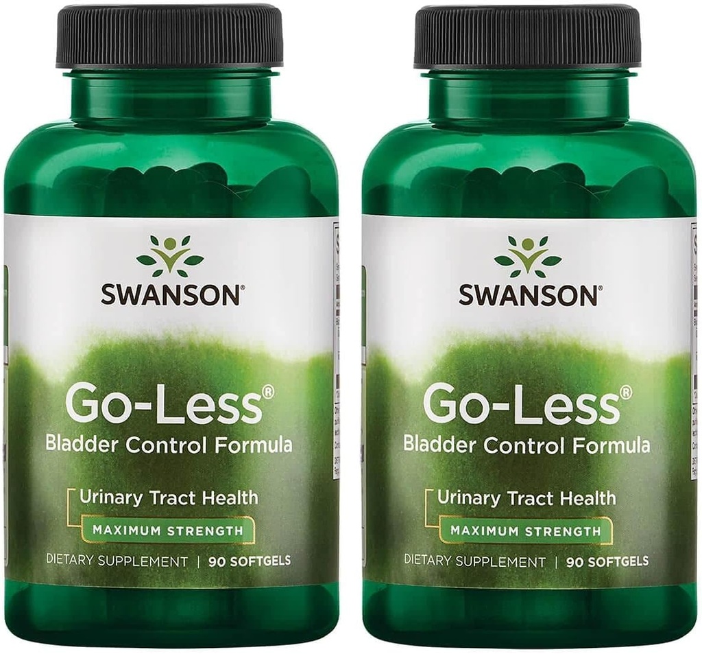 Swanson Go-Less Bladder de control Formula - Promoveaza sanatate tract urinar si suport sanatos pentru vezica urinara - Supliment natural pentru adulti cu extract de seminte de dovleac - (90 Softgels) 2 Pack