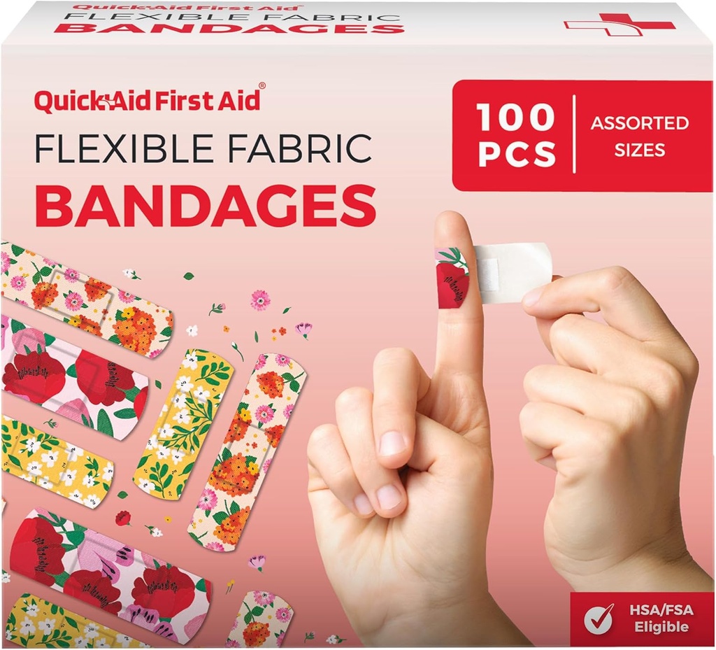 Bandaje flori, Bandaje Variety Pack 100 Conte, Design distractiv pentru copii Adulți, Adeziune ușoară respirabil, Latex gratuit, Utilizare pentru bucăți minore zgârieturi, Provizii de prim ajutor