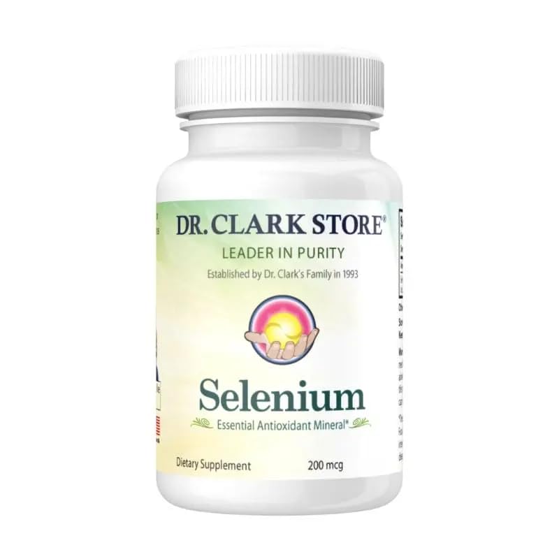 Dr. Clark Seleniu Supliment 200 Mgg - Capsule dietetice cu minerale esenţiale - Îmbunătăţeşte funcţia tiroidiană, suport imun - 100 Capsule