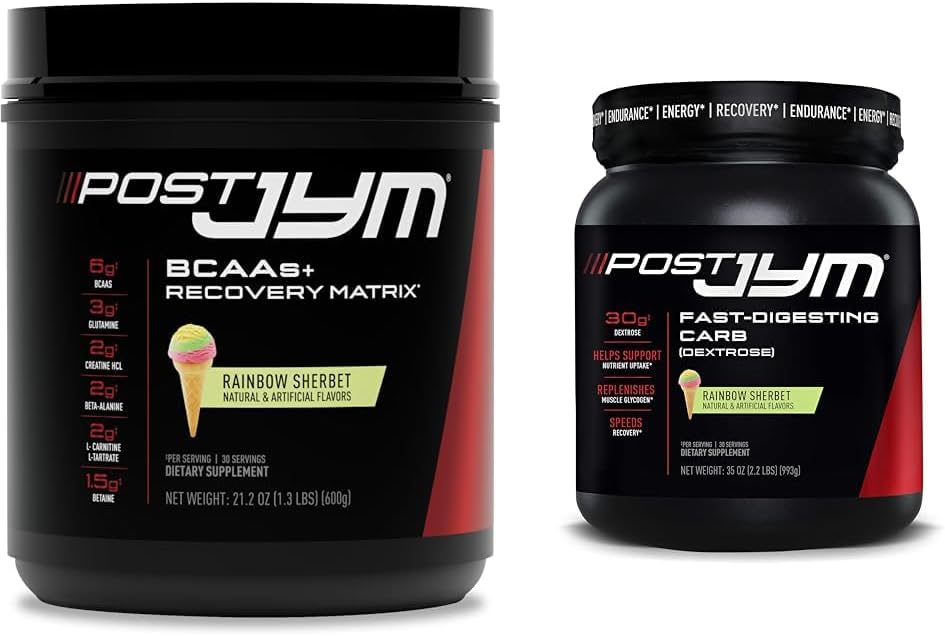 Post JYM Active Matrix post-workout BCAAs, Glutamina, Creatine HCL & More Rainbow Sherbet + Rapid-Digesting Dextrose carbohidrați, 30 Servings