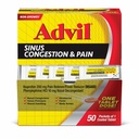 Advil Sinus congestie și durere, Sinus Reliever medicament, Reliever durere și Reductor de febră cu Ibuprofen și Fenilephrine HCl - 50 comprimate filmate