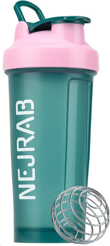 Sticluță Shaker Proteine - Sport Blender Sticle pentru amestecuri de proteine și Shakes - 28 Oz, Leak-Proof, cupe shaker pentru shake-uri proteine, Pre-workout (Green), Medium, NJB 28-Oz