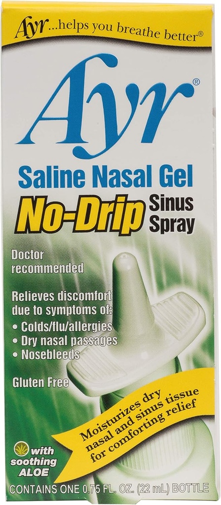 Ayr Saline Gel Nasal Nu picurare Sinus Spray cu Aloe Vera soothing, 0,75 Fl Oz Spray Sticla, (Pachet de 1)