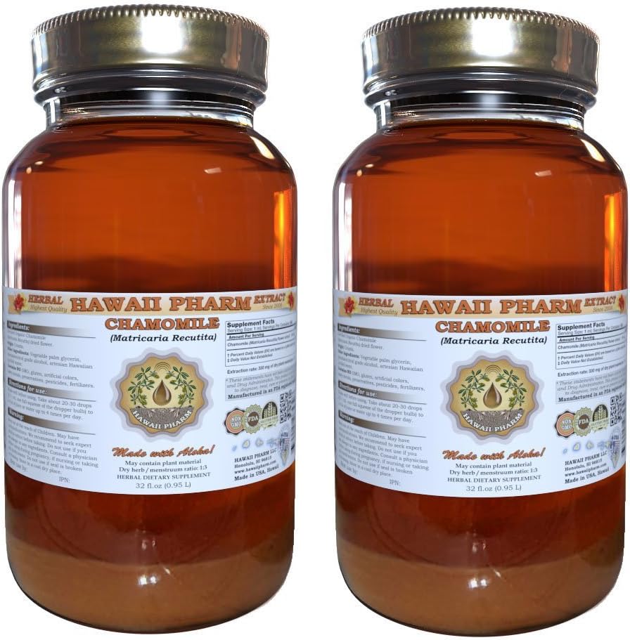 Extract lichid de musetel, musetel organic (Matricaria Recutita) Supliment de tinctură 2x32 oz Nefiltrat