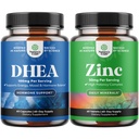 Bundle de DHEA pure și pure supliment de zinc - DHEA suport tiroidian pentru femei Asistență imună Sănătate osoasă și suport de spirit - Sistem imunitar de zinc Booster pentru Boost Mood Heart Health