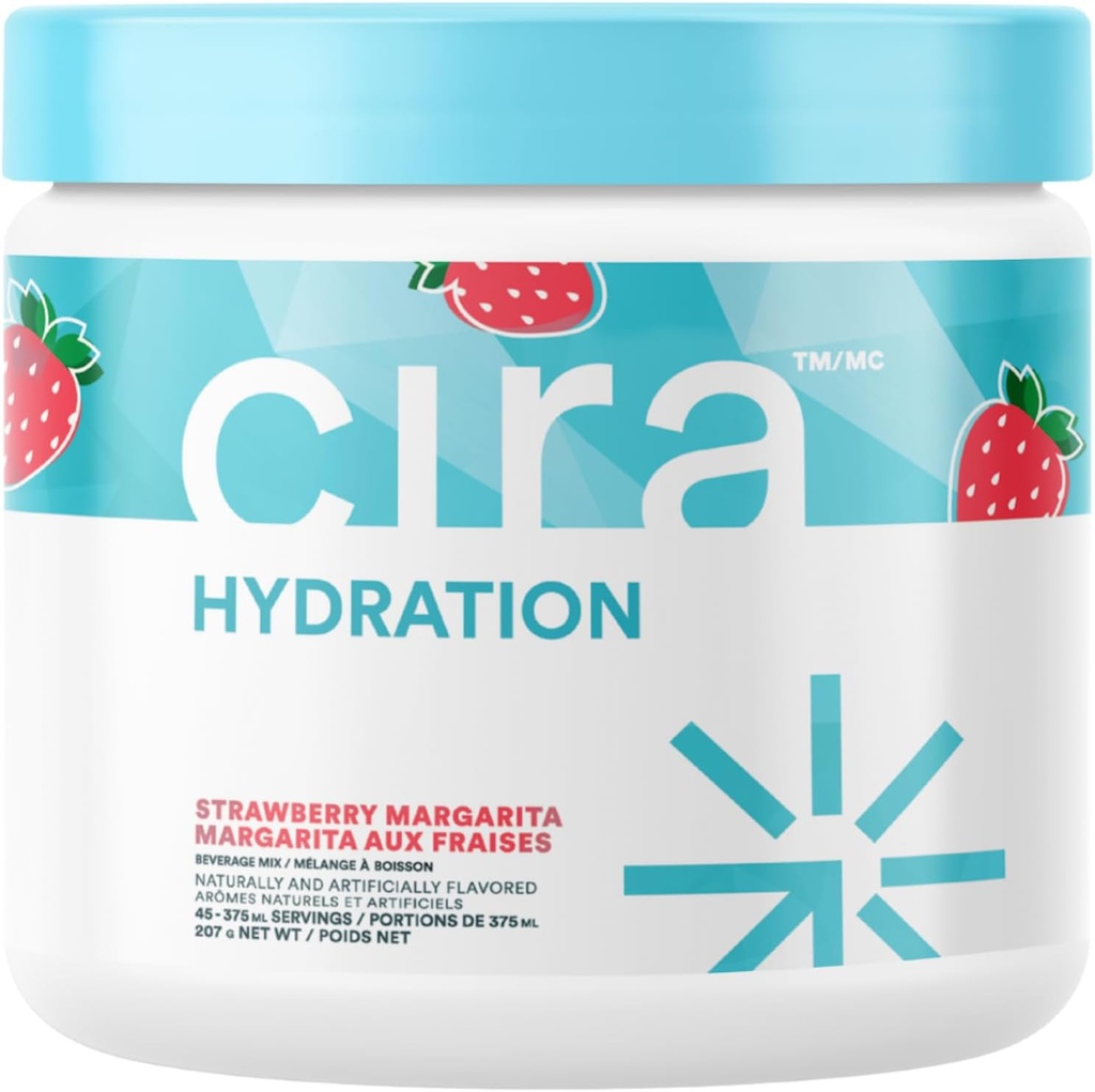 Cira Hydration Powder (45 Servings) - Electrolyte Drink Mix cu Himalayan Sare pentru Deshidratare Relief și recuperare - Strawberry Margarita
