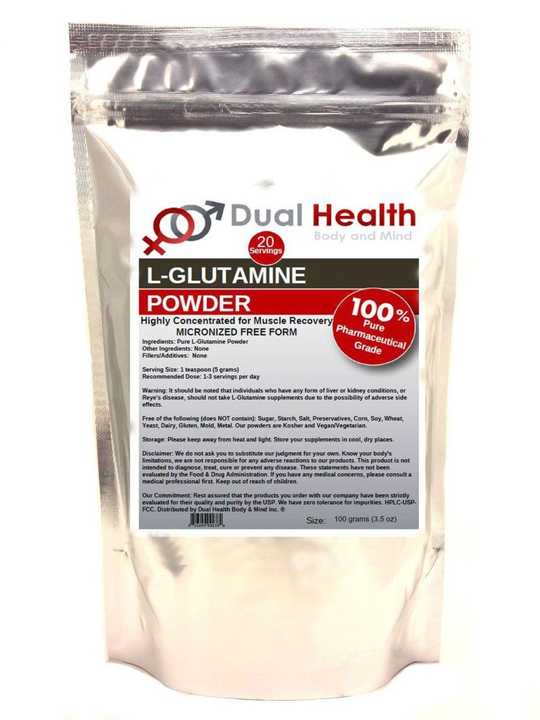 L-Glutamină (100 Grams -3,5 oz) Pure pulbere 5000 mg Free Form Suplimente vrac, Made in USA, Immune Digestion GI Support Leaky Gut Health Muscle Energy Rezistenţă Rezistenţă Rezistenţă Rezistenţă