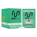 RUN GUM Boost Tropical Energy Chewing Gum 50mg Cafeina Taurina & B-Vitamina Per Piece, 24 Piese (Pachet de 12) Zahăr liber, Zero Calorie, Nu Aspartame, și Gluten Free, 1 ea