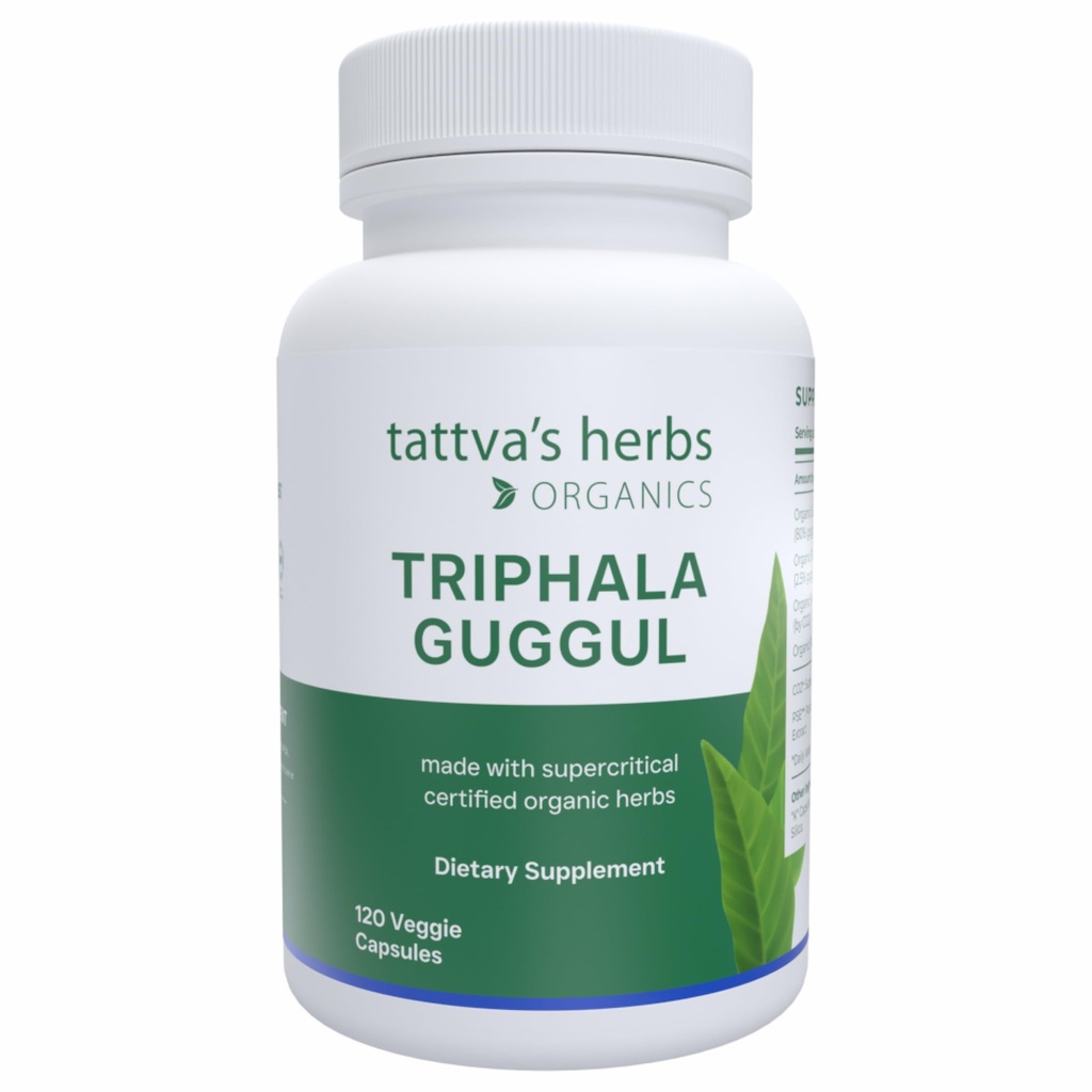 Herbs Triphala Guggul Herbal Supplement, Ayurveda Herbal Supplements, Digestive Health and Support, Organic Triphala Capsules, 120 Conte, 25 Years of Premium Service