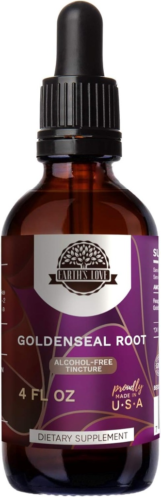 Dragostea Pământului - rădăcină de aur - extract de plante fără alcool țiglă, Goldenseal (Hydrastis Canadensis) Root uscat (4 Fl Oz)
