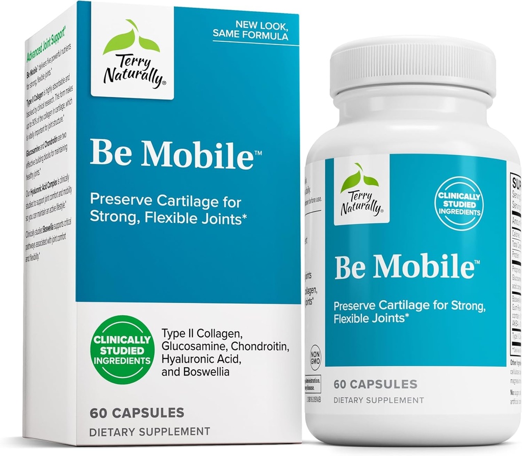Terry Fi natural mobil - Supliment Colagen pentru sprijin comun de sănătate - Supliment alimentar cu extract Boswellia & Tip II Colagen - Suport spate jos & genunchi - 60 capsule