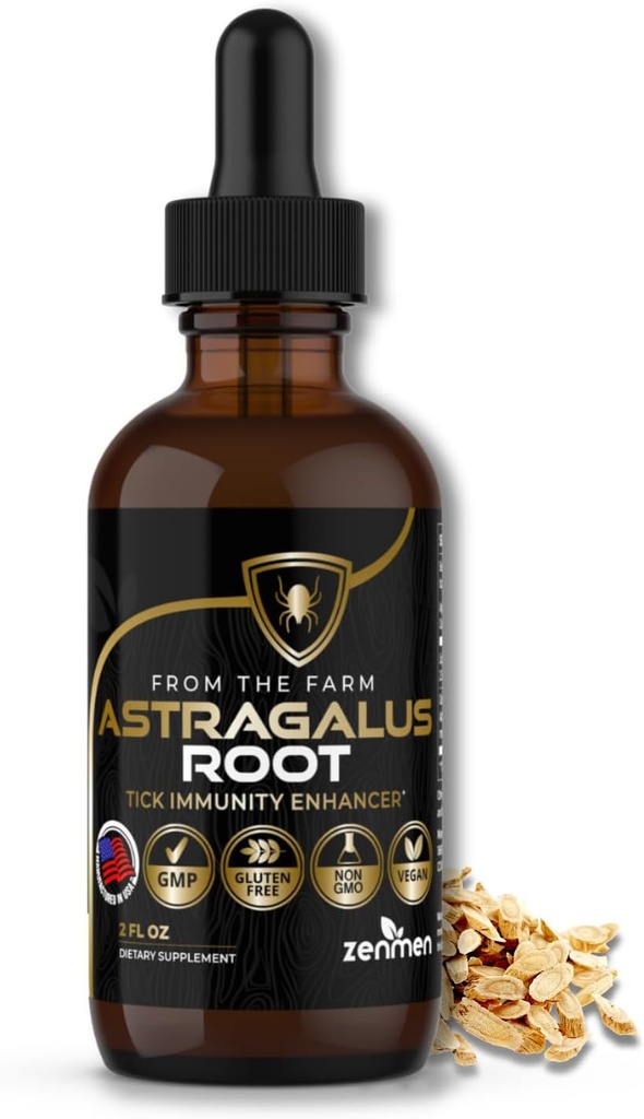 Zenmen Astragalus Root Organic Tincture - Tick Immune Support and Imunity Enhancer, Sursa de antioxidanti - Made in the USA