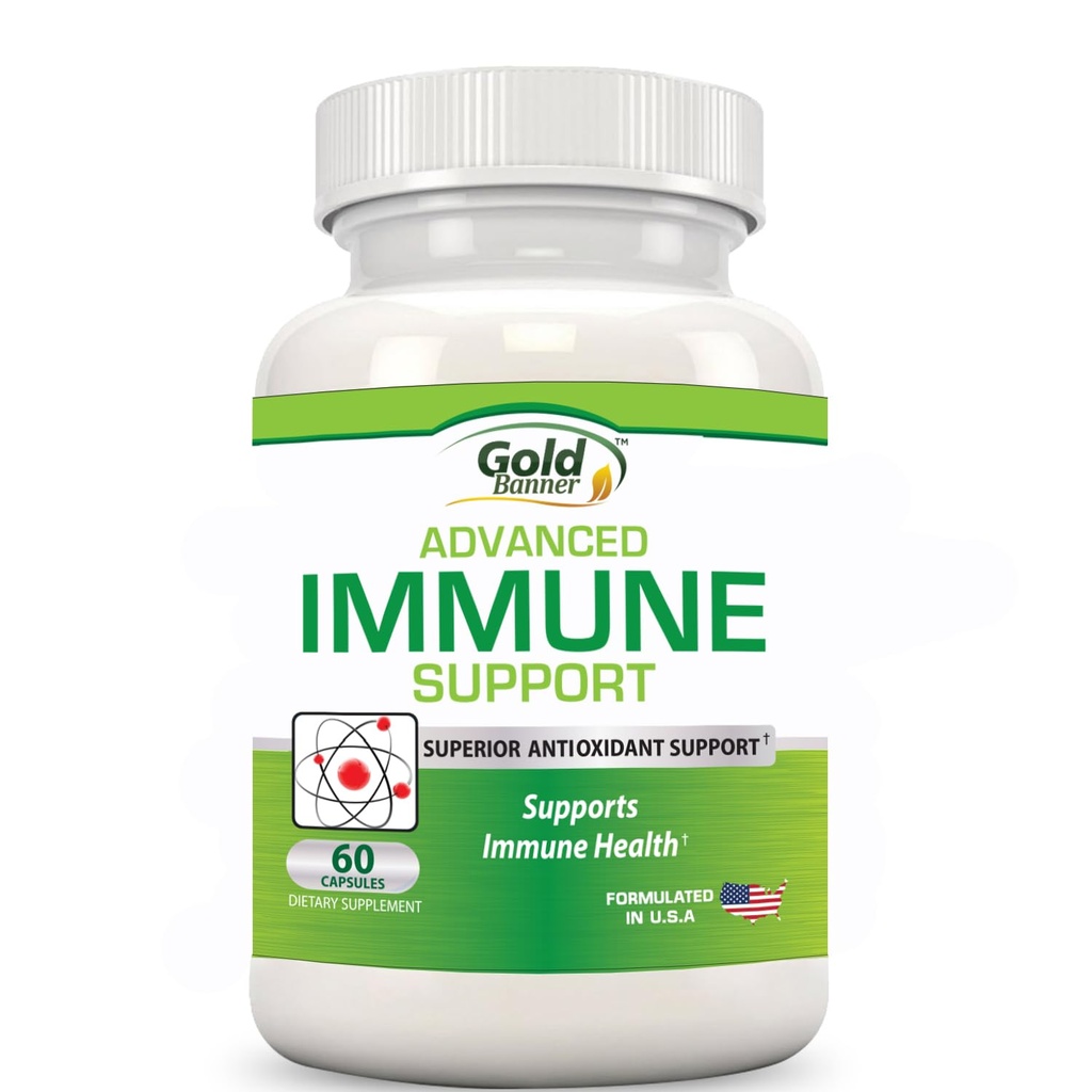 Gold Banner Immune Supplement Superior Anti-Oxidant - Boosts Immune System cu Red Raspberry, rodie, Pine Bark, Seminte de struguri, Extrase verzi - Polifenoli, Licopen