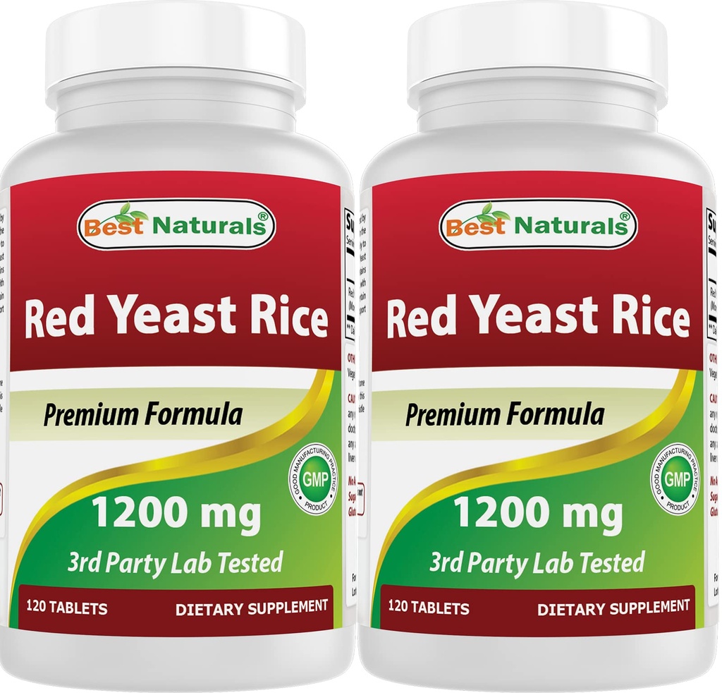 Cele mai bune naturale Red Yeast Rice 1200 mg (Non-GMO) 120 comprimate (120 Count (Pachet de 2))