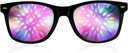 GloFX Black Frame Halo Diffraction Ochelari de protectie cu laser Etched pentru efecte luminoase Halo, Durabile & flexibile pentru Raves & Festivaluri