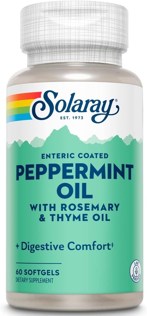 Solaray Peppermint Oil Enteric Coat w/Rosemary & Time Oil 