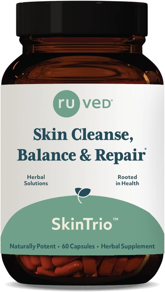 ruved SkinTrio - Neem Supliment cu extract organic Neem & Amla, Skin & Microbiome Supplement - 60 Capsule vegetariene (1 Număr)
