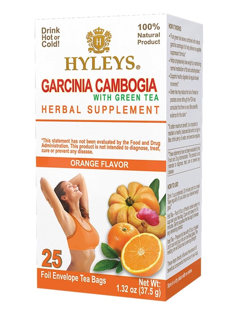 HYLEYS ceai Garcinia Cambogia ceai verde cu aroma portocalie - 25 Ceai Bags