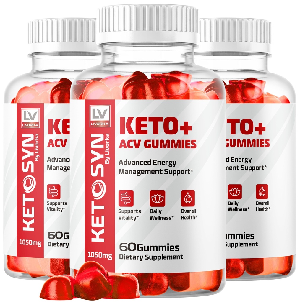 LIVORKA (3 Pack) Ketosyn ACV Gummies, Keto Syn Gummies, Ketosyn Keto Plus ACV Gummies, Ketosyn Keto ACV Gummies, Keto ACV Gummies 1050 MG, Keto ACV Gummies Ketosyn, 180 Gummies pentru 3 luni