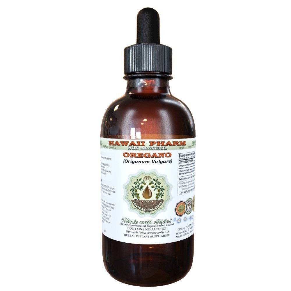 Hawaii Pharm Oregano Alcohol-Free Liquid Extract, Professional Grade, Small Batch Crafted Oregano (Origanum vulgare) Dried Leaf Glycerite Natural Herbal Supplement, 2 fl.oz