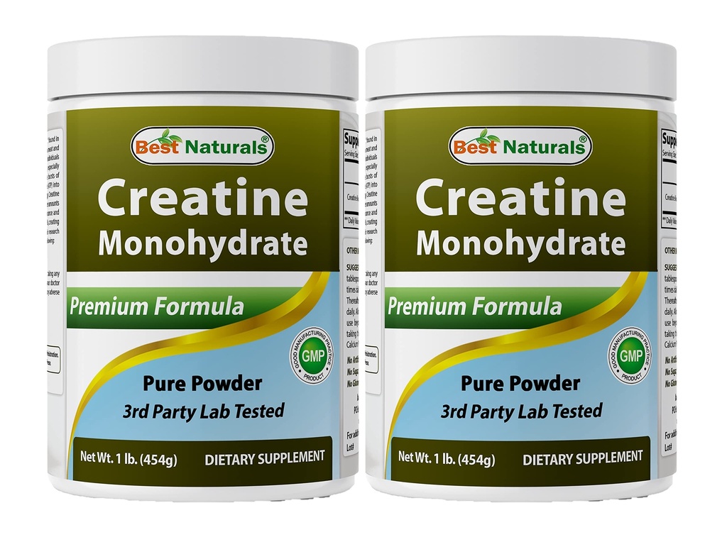 Cel mai bun naturals Creatina Monohidrat 1 Lb pulbere pură (1 LB (Pachet de 2))