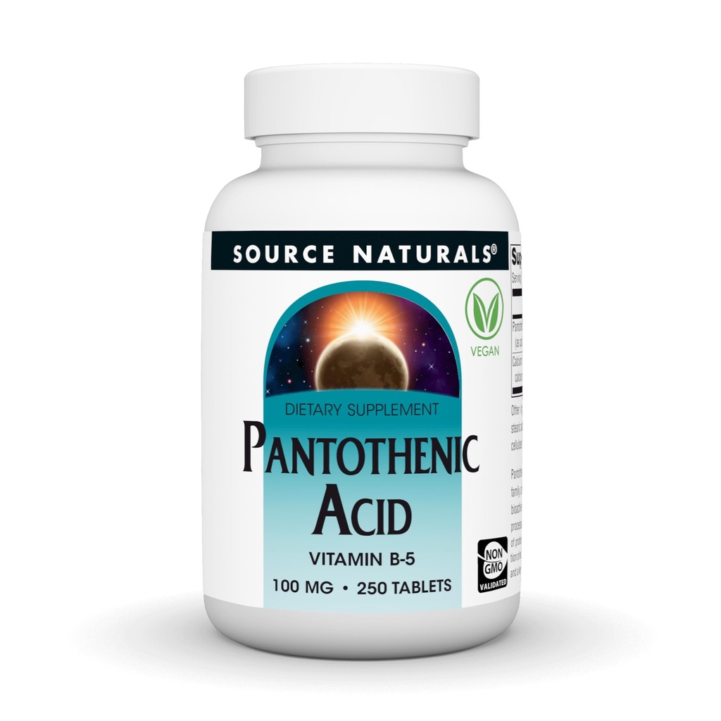 Sursa Naturals Acid pantotenic 100 mg Vitamina B-5 Supliment alimentar - 250 comprimate