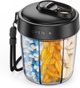 Auvon Large Pill Dispenser pentru a stoca 7 Diverse Suplimente, Travel Pill Organizator cu design anti-Mix, Pill Sticla cu deschidere largă & Slider Lid ușor de utilizat, Include 20 Stickere Blank, negru