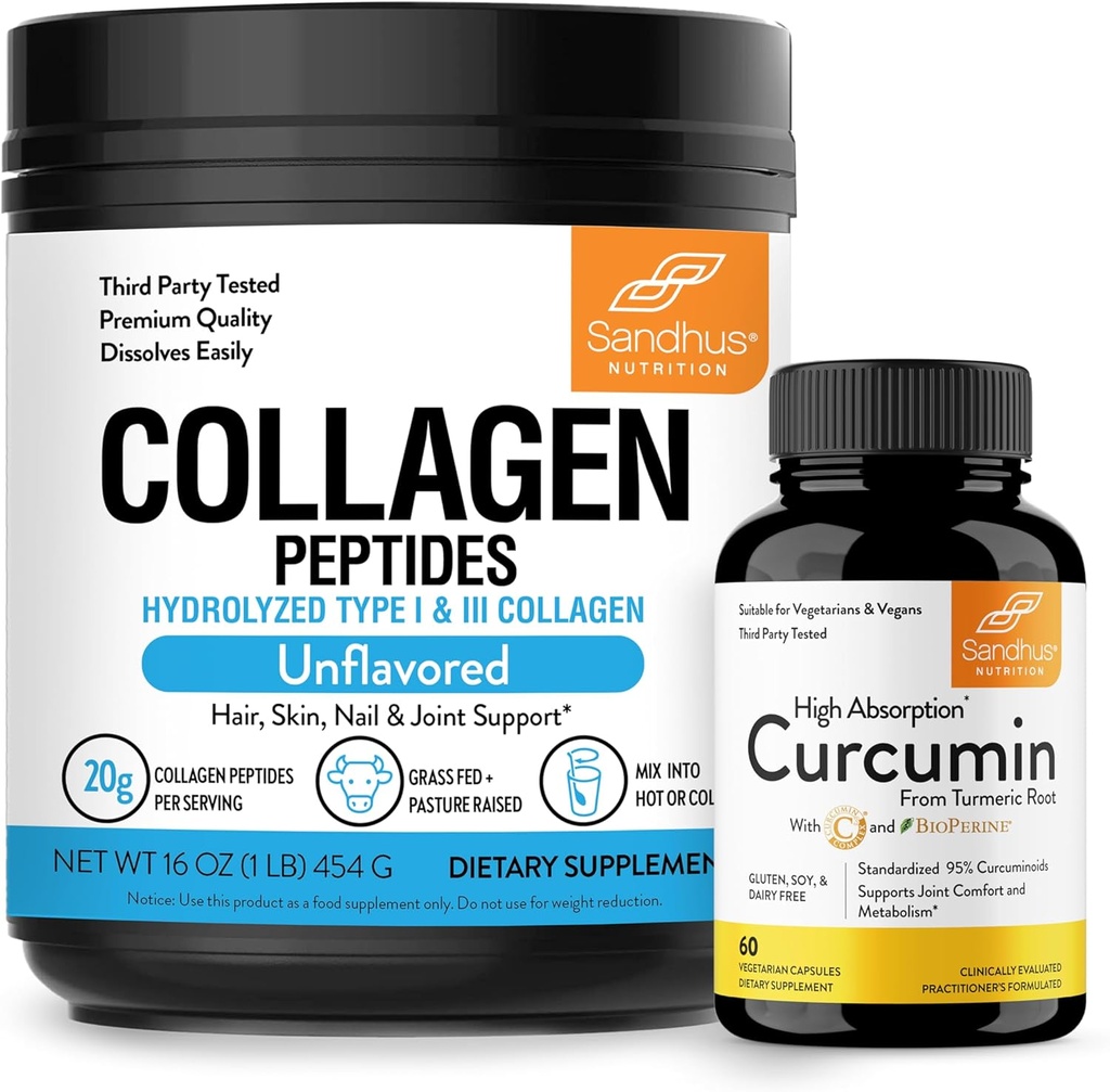 Sandhu's Colagen Peptides Powder & Curcumin with Bioperine