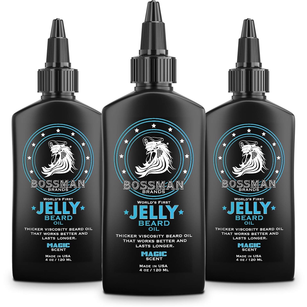 Bossman Jelly Barbă ulei pentru bărbați - 3 pachet (12 oz în total, Magic Scent) 