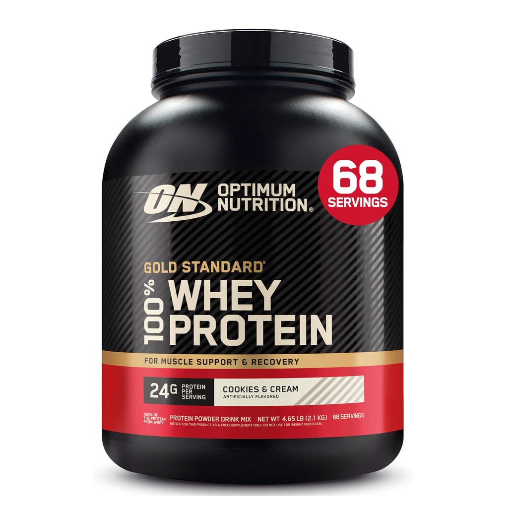 Optimum Nutrition Gold Standard 100% Whey Proteine Pulbere, Cookie-uri & Cream, 5 Pound (Packing May Vary)