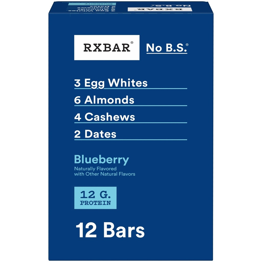Baruri de proteine RXBAR, Snack de proteine, Snack Bars, afine, 22oz Box (12 Conte)