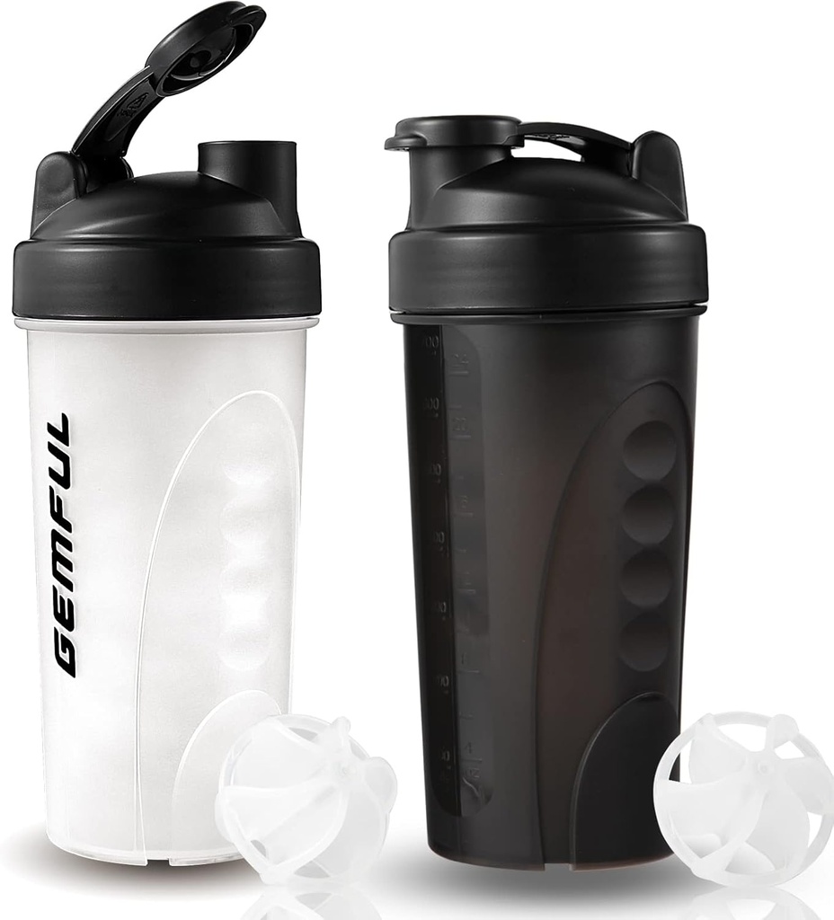 Sticla GEMFUL Shaker pentru amestecuri de proteine 28 oz BPA-Free Leak Proof Shaker Cupe Smothies cu Sports Gym Mixer 2 ambalaj