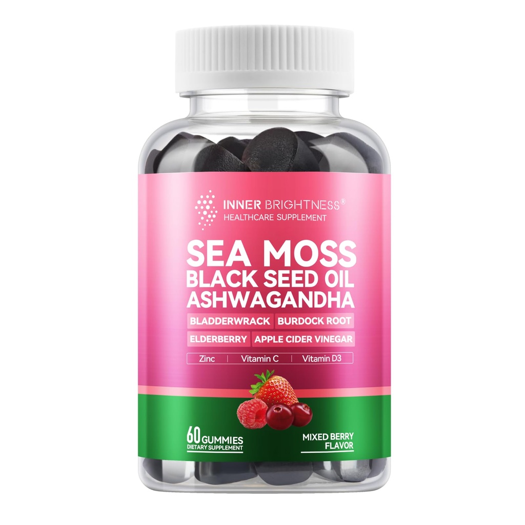 Sea Moss 4000mg Gummies with Ashwagandha, Elderberry, Apple Cider Vinegar, Bladderwrack, Bussel Root 
