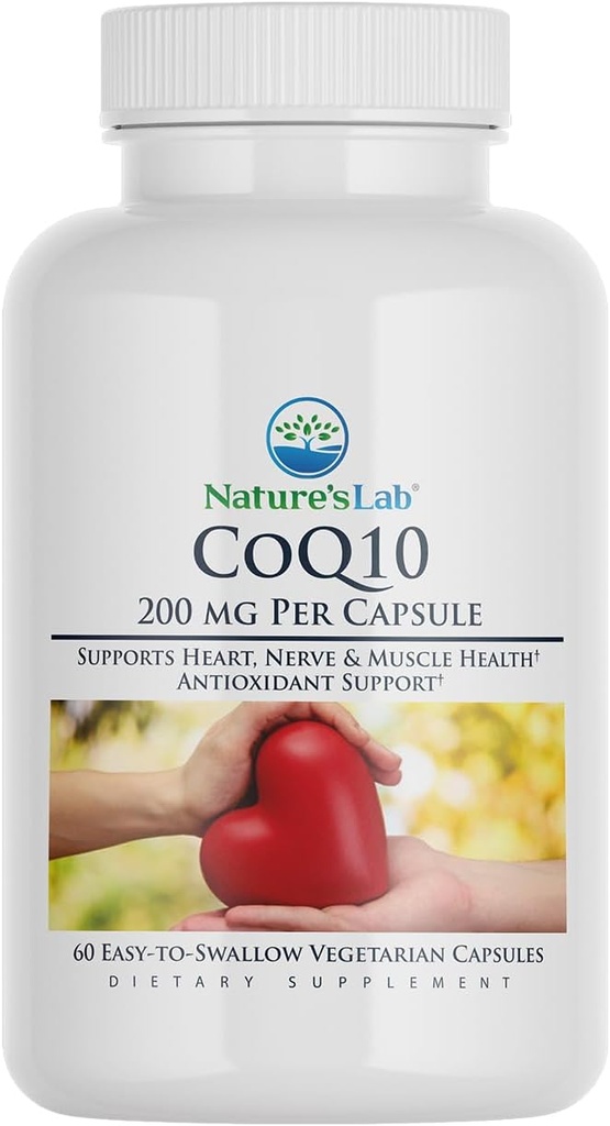 Natura's Lab CoQ10 200mg Supliment nutritional - Suporturi inima, nervi si sanatate musculara* - 60 Conte (2 luna de aprovizionare)