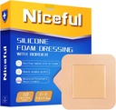Silicon Spumă Dressing 3x3 în (7,5x7.5cm), Bed Sore Bandage High Absorgency Bandage Wound Care dressing, Bandaje de silicon impermeabile pentru îngrijirea rănilor sensibile ale pielii (10 buc)