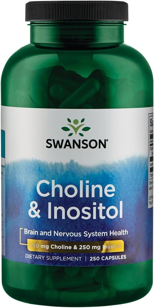 Swanson Choline & Inositol Nervilor funcţie mentală 250/250 Milligrame 250 capsule