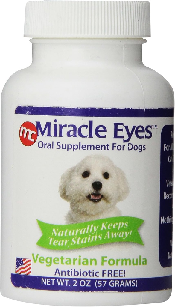 Miracle Care Miracle ochi supliment oral pentru câini, 2 Once, Probiotice pentru a reduce Tear Stains, Vegetarian, Antibiotic gratuit