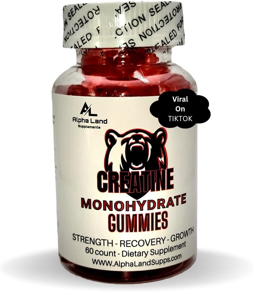 Creatine Monohidrat Gummies- 5g- 30 Servings - Urs de gumă de mestecat Vegan pentru cresterea musculara, Recuperare musculara, Recuperare antrenament, Brain Health - Nu Faza de încărcare - Nu Bloating