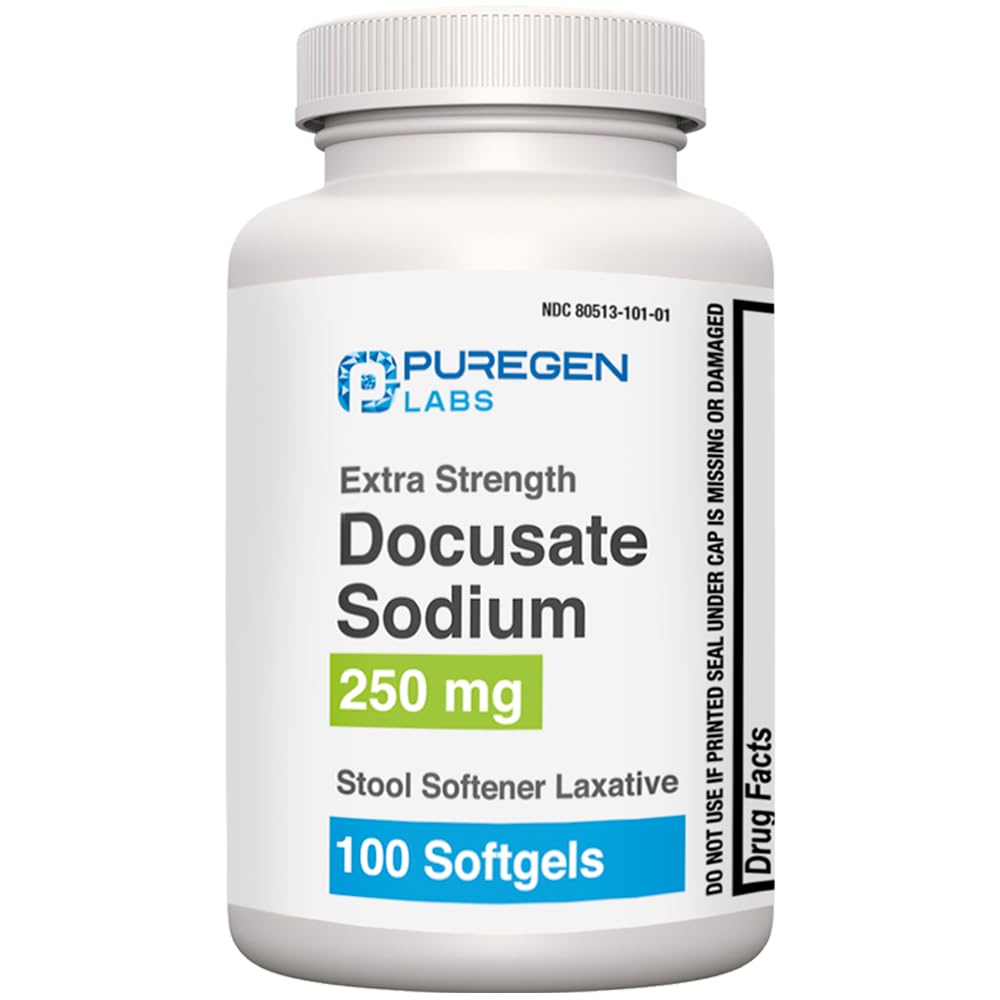 Puregen Labs Docusate Sodiu 250mg Stool Softener Laxative 