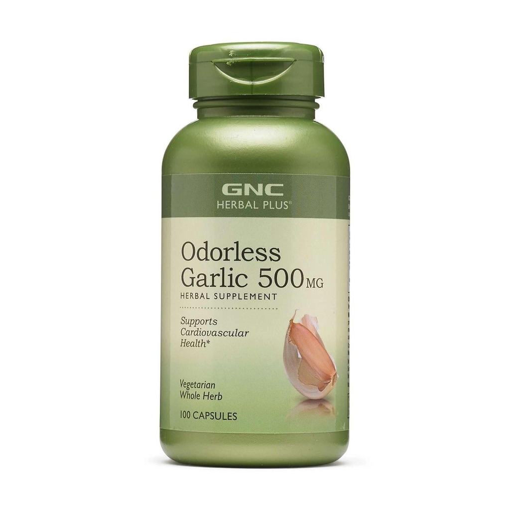 GNC Herbal Plus Odorless Usturoi 500mg Supliment, vegetarian, Sprijină Sănătate cardiovasculară, 100 Serviri