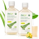 AloeCure USDA Organic Aloe Vera Juice Lemon Flavor - Made In termen de 12 ore de recoltare - Digestive naturale Supliment pentru echilibru aciditatea stomacului - Suport Digestive și Immune Health, 2 Btls x 16.7oz