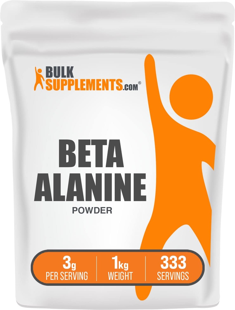 BulkSupplements.com Beta Alanine Powder - Beta-Alanină Supliment, Pre-Workout Supliment - Fără aromă & Gluten gratuit, 3g per Serving, 1kg (2,2 lbs) (Pachet de 1)