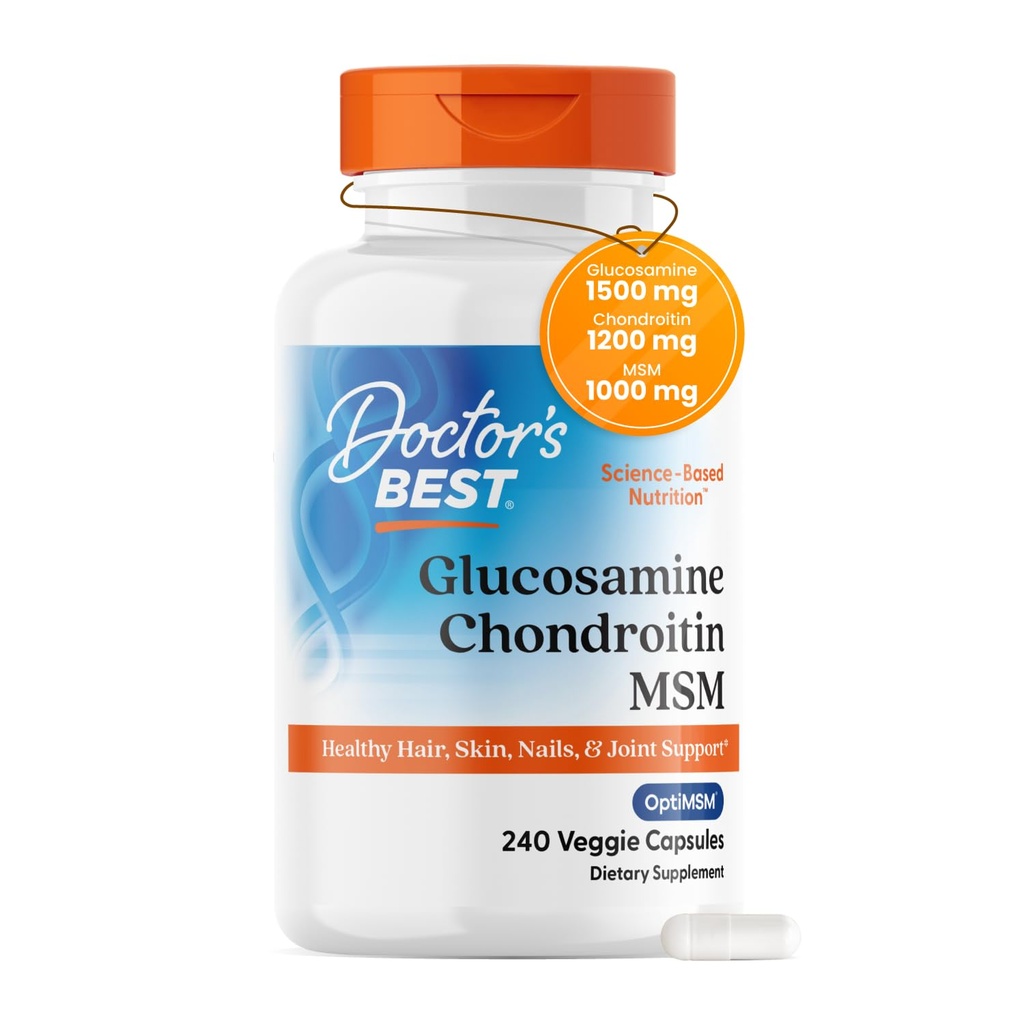Cel mai bun Glucosamină Chondroitin Msm cu capsule OptiMSM, susține structura comună sănătoasă, Funcția & Comfort, non-GMO, Gluten gratuit, Soy Free, 240 Conte (Pachetul de 1)