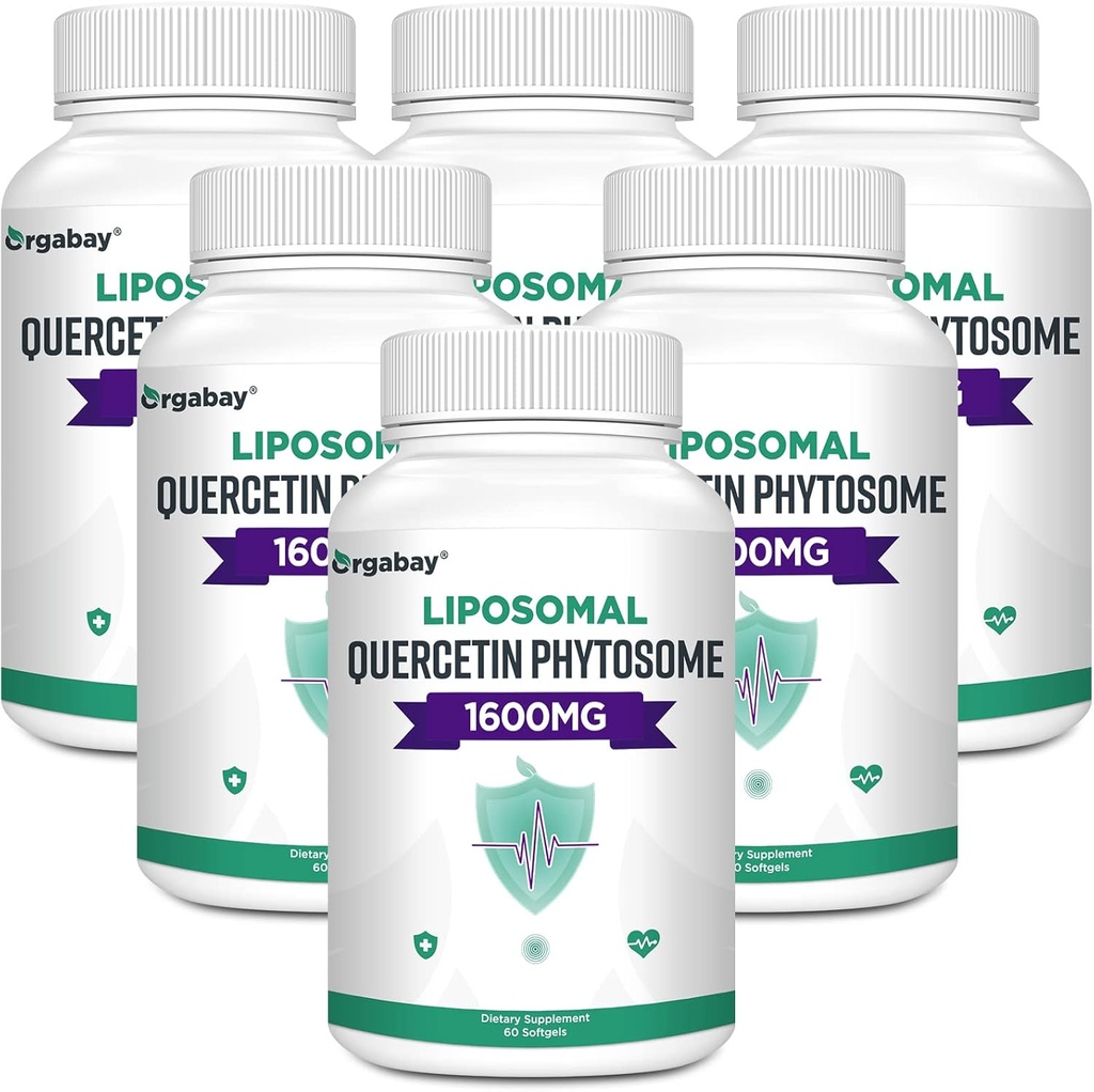 Orgabay Liposomal Quercetin Phytosome 1600 mg,Bromelain 200mg,Zinc 30mg,Vitamina C Turmeric 40 mg,Cel mai mare absorbţie, Complex Querbetin, 360 Softgels