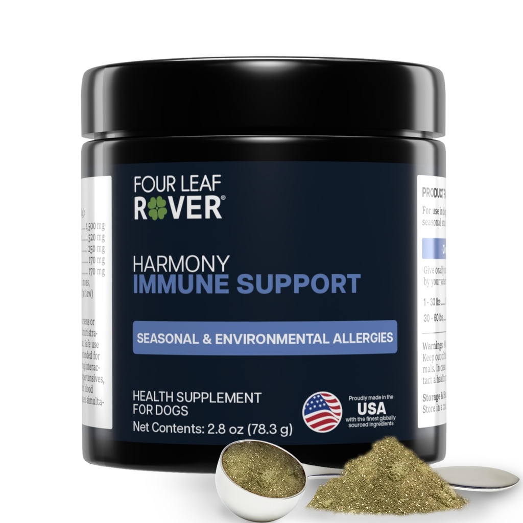 Harmony - Skin & Coat Supliment cu Quercetin pentru câini - Echilibrat suport histamina pentru alergii sezoniere și de mediu - Veterinare Formulate